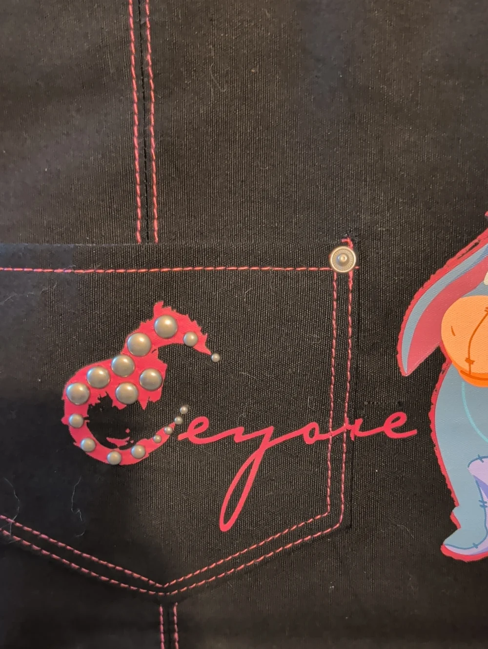 Disney Black Tote Bag with Pink Accents and Eeyore Graphic